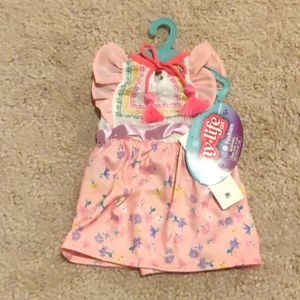 New ! My life as Pink floral with front tassel dress for 18 inch doll
